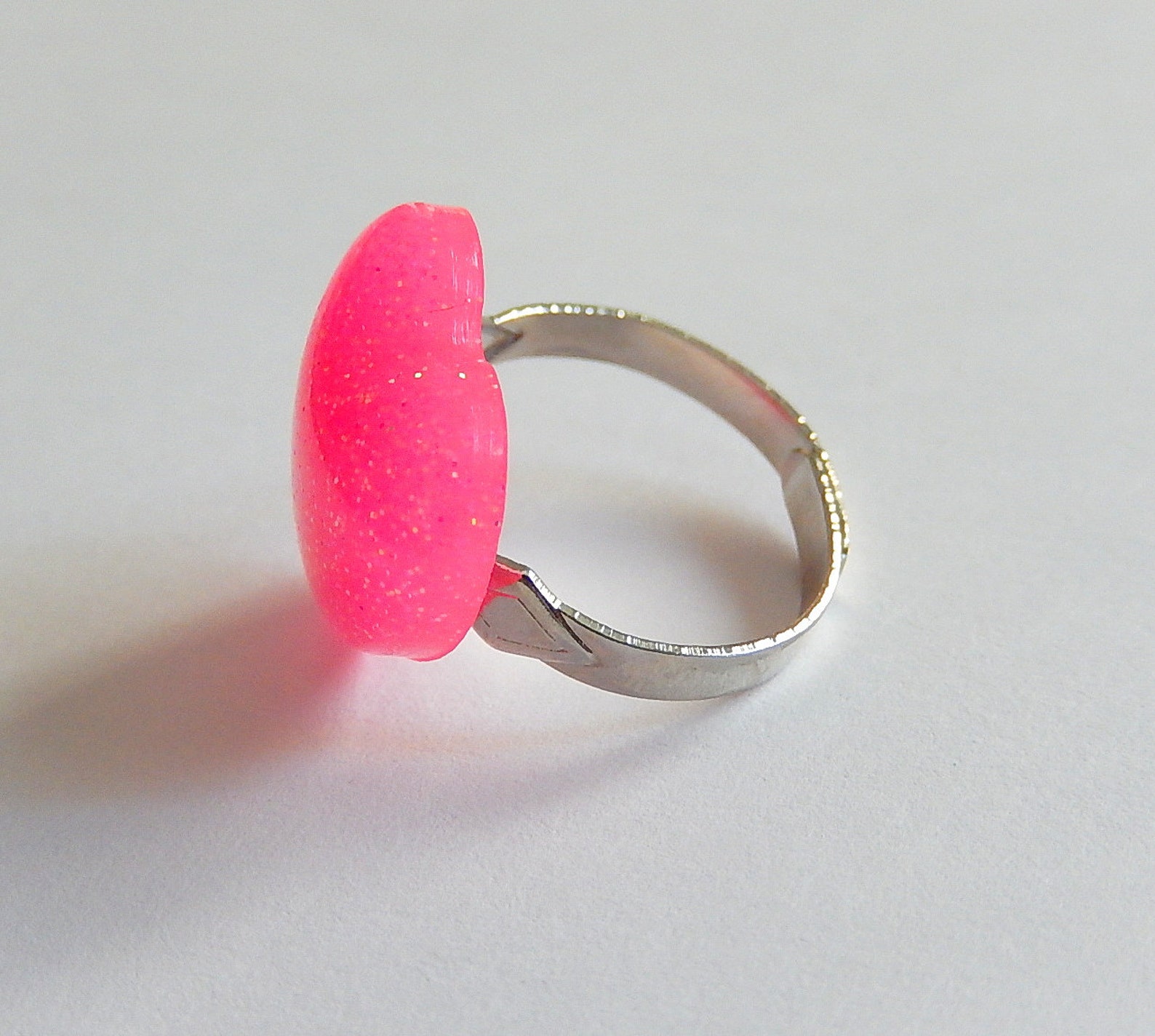 Pink Glitter Heart Ring Resin Jewelry Etsy
