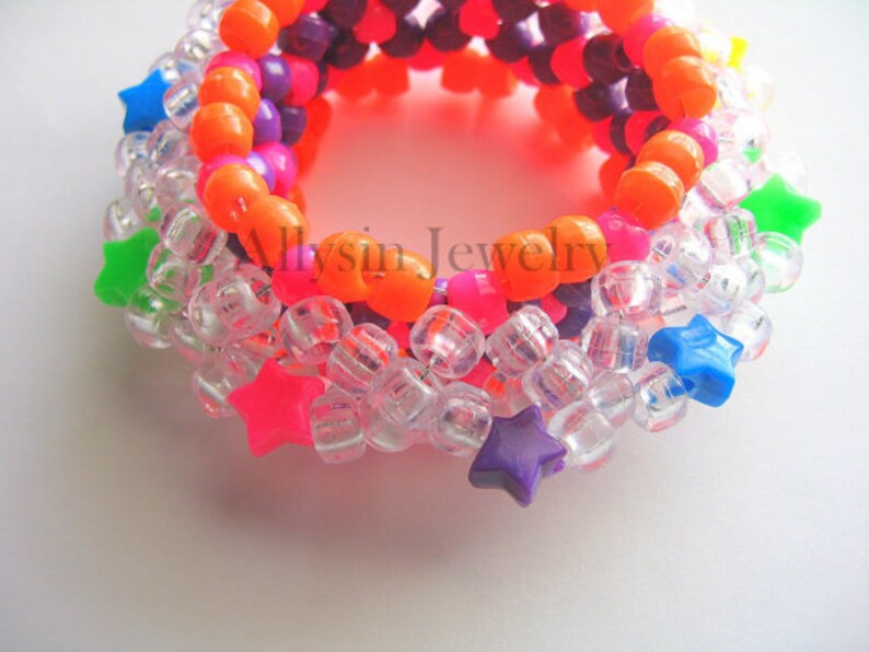 3D Star Kandi Cuff Neon Rainbow Bracelet Disc Style Rave | Etsy