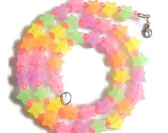 Glow Star Kandi Halsband, PLUR, Rainbow Rave Smycken, Festivalaccessoarer