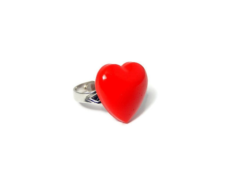 Red Heart Ring, Resin Adjustable Jewelry image 3