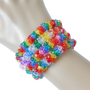 Rainbow Tribead Bracelets, Colorful Kandi Singles Set