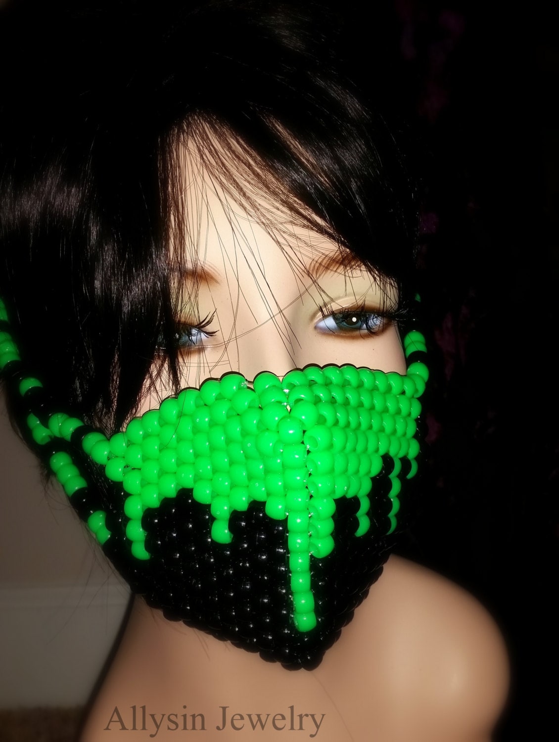Dripping Slime Kandi Mask, Neon Green Rave Mask - Etsy