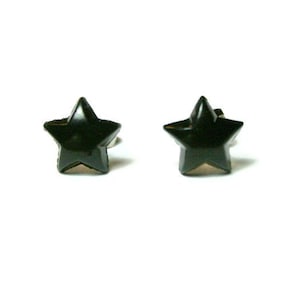 Black Star Earrings, Celestial Studs, Minimalist, Kitsch Kawaii