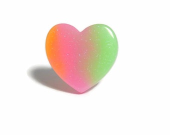 Pastel Rainbow Heart Ring, Candy Sherbet