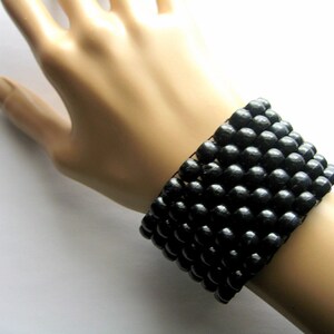 Black Kandi Cuff, Monochrome Black Bracelet, Raver Plur Jewelry image 4