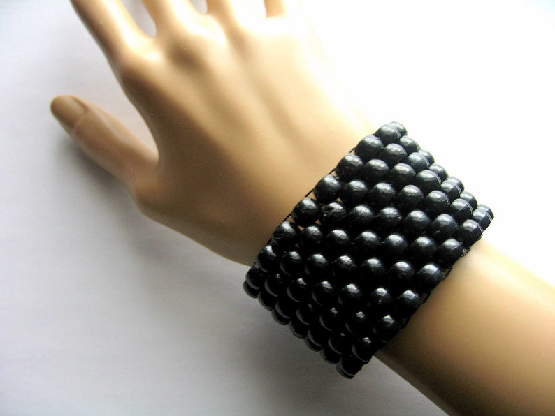 Black Kandi Cuff, Monochrome Black Bracelet, Raver Plur Jewelry image 4