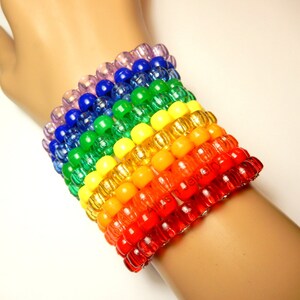 Rainbow Kandi Cuff, Raver Bracelet, Plur Kandy