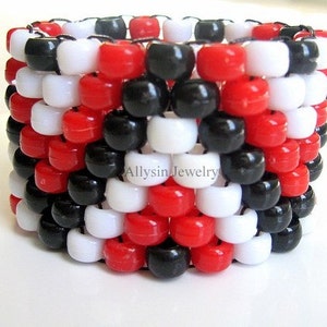 Red, Black Kandi Cuff Bracelet, ZigZag Kandy bracelet, Raver Plur, Edm Accessories image 2