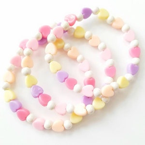 Pastel Heart Kandi Bracelets, Fairy Kei Singles, Pastel Goth Jewelry