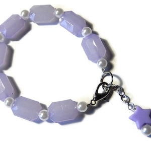 Purple Pearl Bracelet, Fairy Kei, Pastel Star Jewelry, Pastel Goth, Lavender Kawaii