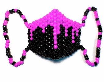 Pink Drip Kandi Mask, Melting Neon Surgical Mask, Plur Rave Accessories