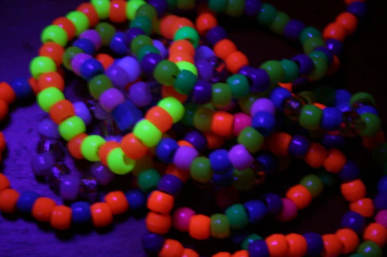 Kandi Necklaces, Neon Rave, Colorful, Rainbow image 2