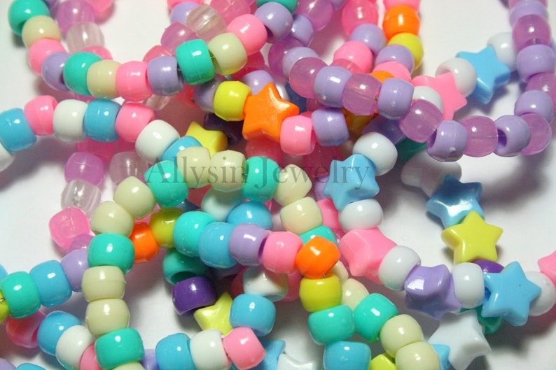 Pastel Kandi Bracelets, Fairy Kei Singles, Rainbow, Pastel Goth Rave Jewelry image 4