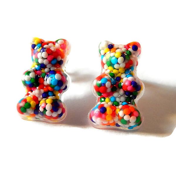 Gummy Bear Oorbellen, Hagelslag Studs, Hars Candy Posts, Kawaii Mini Food Sieraden