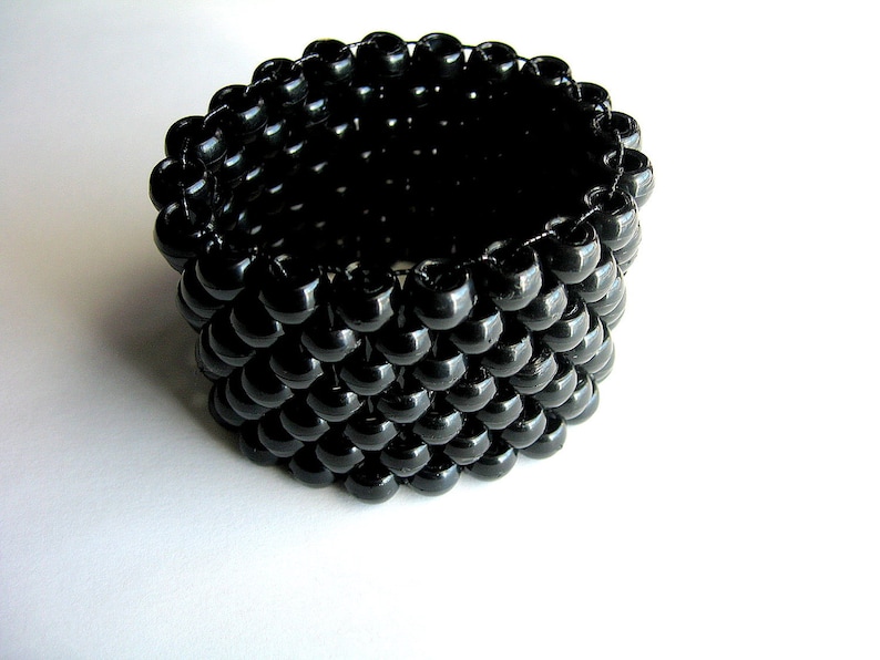 Black Kandi Cuff, Monochrome Black Bracelet, Raver Plur Jewelry image 2