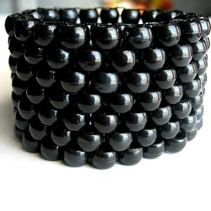 Black Kandi Cuff, Monochrome Black Bracelet, Raver Plur Jewelry image 3