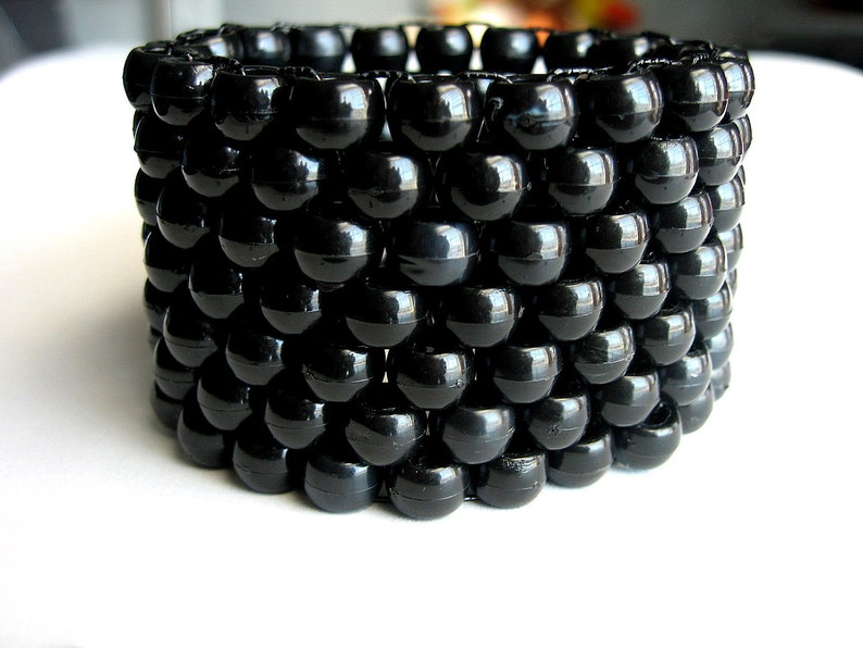 Black Kandi Cuff, Monochrome Black Bracelet, Raver Plur Jewelry image 3