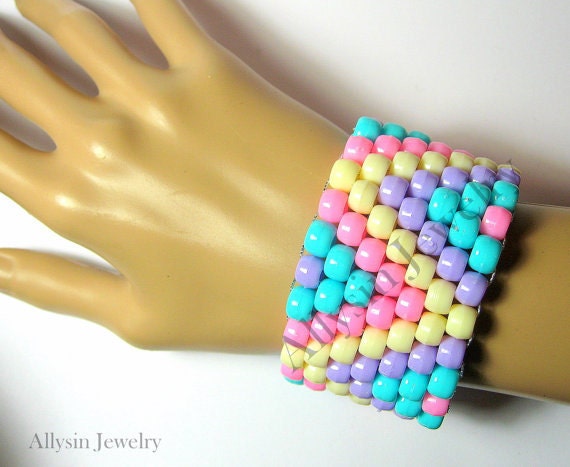 Custom Kandi Cuff, Create Your Own Rave Jewelry, You Pick Colors