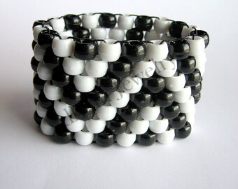 Black, White Kandi Cuff, ZigZag, Zig Zag Bracelet, Rave Plur Jewelry