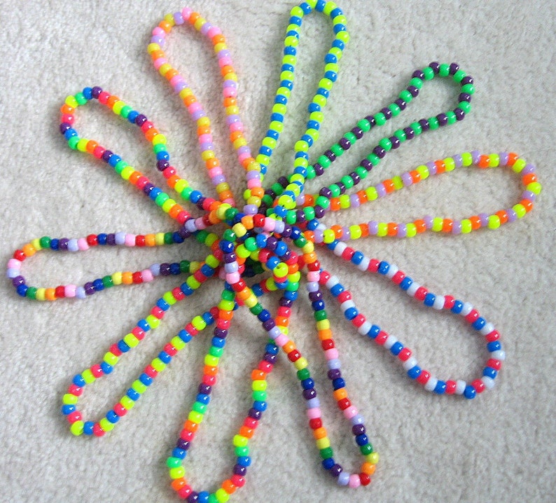 Kandi Necklaces, Neon Rave, Colorful, Rainbow image 3