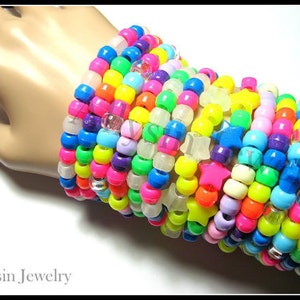 Kandi Bracelets, Singles, Neon, Rainbow, Rave Jewelry