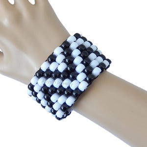 Black, White Kandi Cuff, ZigZag, Zig Zag Bracelet, Rave Plur Jewelry