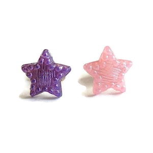 Mismatched Pastel Star Earrings, Celestial Jewelry, Pink Star Stud Earrings, Kawaii Studs