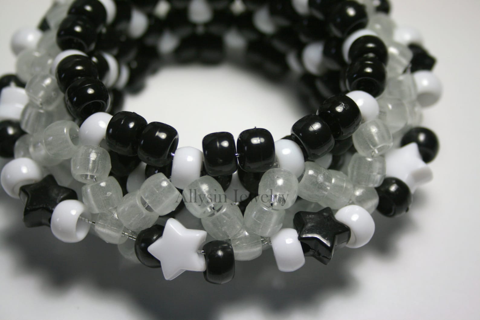 Black White Star Kandi Cuff Glow in the Dark 3D Disc Cuff Etsy