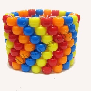 Chevron Kandi Cuff, Red Orange Blue Yellow Arrow Bracelet, Raver Plur Accessories image 1