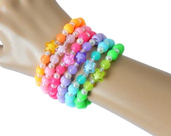 Pastel Pearl Kandi Bracelets, Rave Plur Kidcore Singles