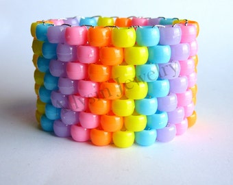 Kandi Cuff Bracelet - Raver Plur Jewelry, Pink, Light Blue