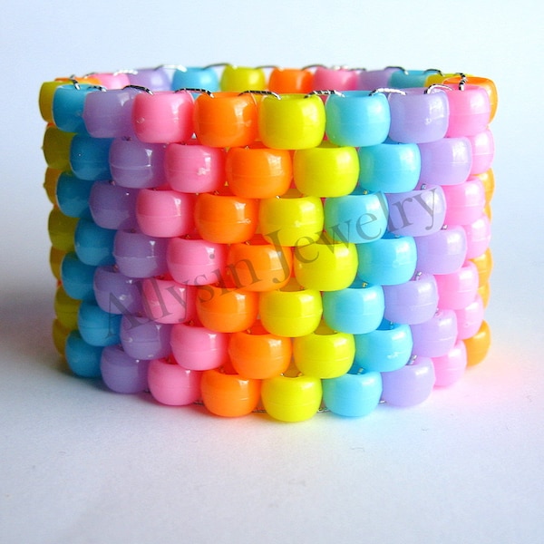 Kandi Manschettarmband - Raver Plur Smycken, Rosa, Ljusblå