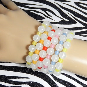 Kandi Glow Bracelets, Beaded Singles, Rave Plur, Blacklight Reactive
