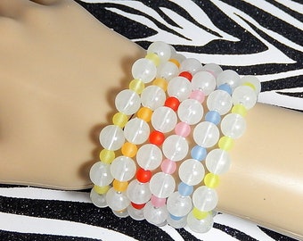 Kandi Glow Bracelets, Beaded Singles, Rave Plur, Blacklight Reactive