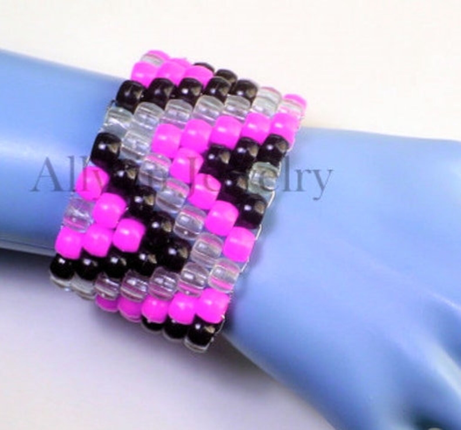 Neon Kandi Zig Zag Cuff Bracelet Pink Zigzag Raver Plur Zig | Etsy