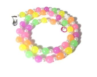 Glow Kandi Necklace, PLUR, Rainbow Rave Jewelry, Festival Accessories