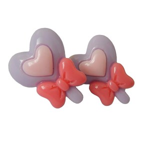 Purple Heart Lollipop Earrings, Pastel Stud Earrings, Kawaii Jewelry