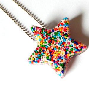 Sprinkles Star Necklace, Resin Pendant Necklace, Large Candy Star image 2