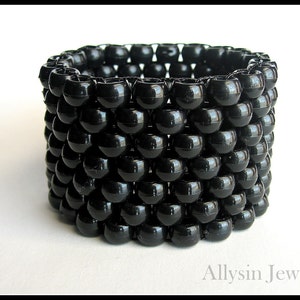 Black Kandi Cuff, Monochrome Black Bracelet, Raver Plur Jewelry image 1