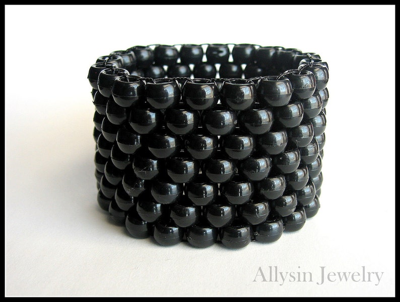 Black Kandi Cuff, Monochrome Black Bracelet, Raver Plur Jewelry image 1