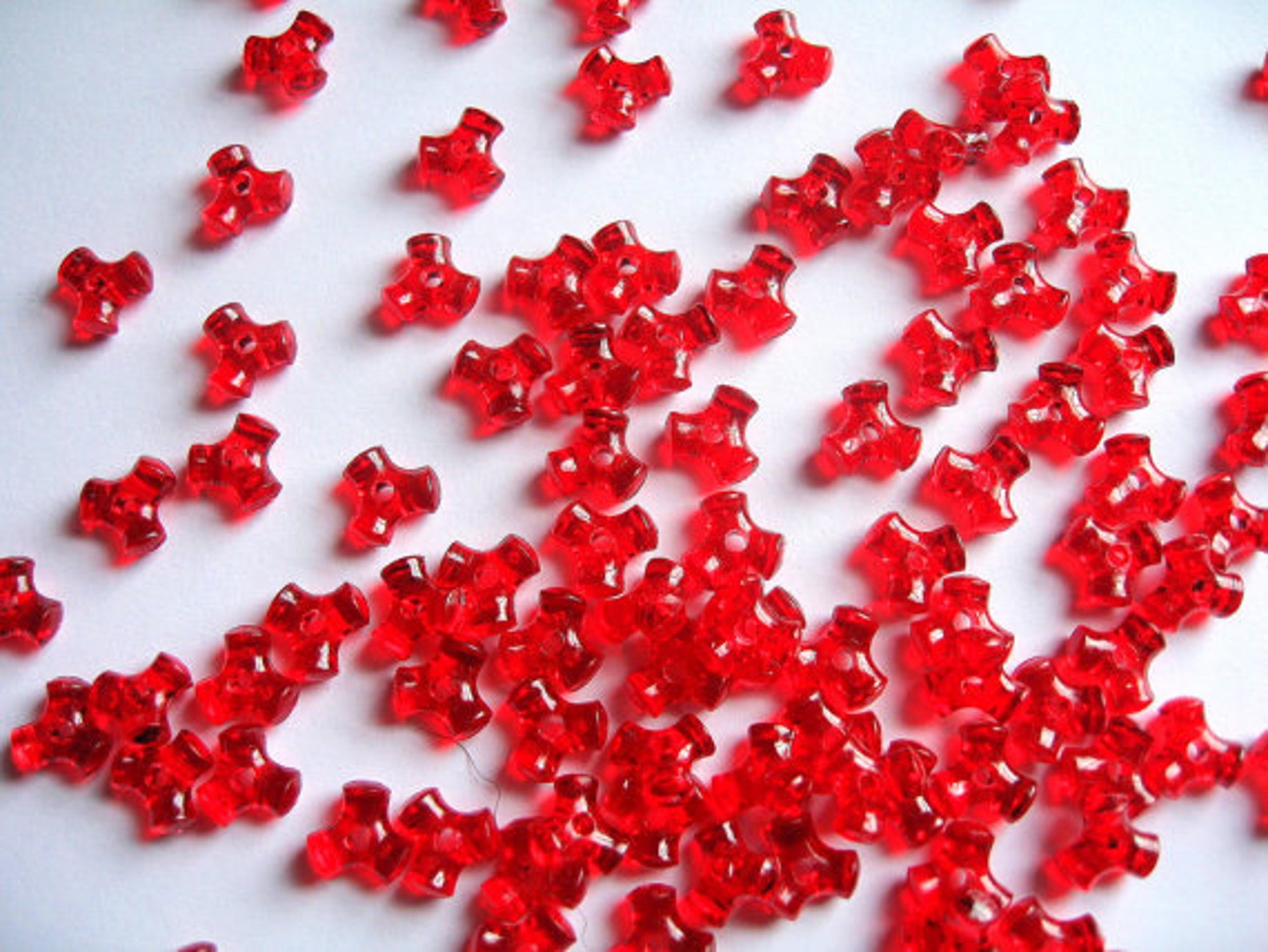 Red Tri Beads Red Acrylic Beads Jewelry Supplies Etsy