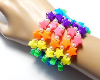 Neon Star Kandi Bracelets, Colorful Singles