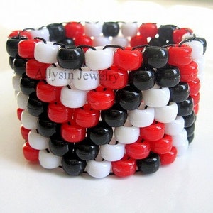 Red, Black Kandi Cuff Bracelet, ZigZag Kandy bracelet, Raver Plur, Edm Accessories image 1