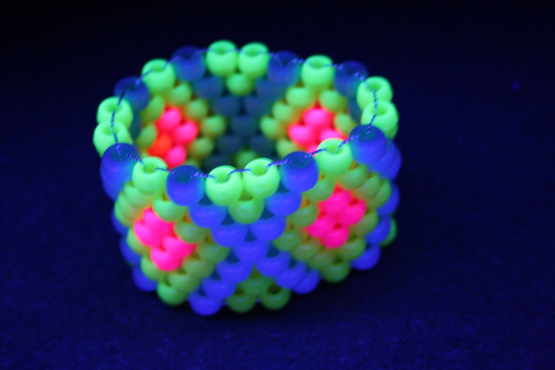 Neon Yellow Kandi Cuff Bracelet X Pattern Hot Pink Baby Etsy