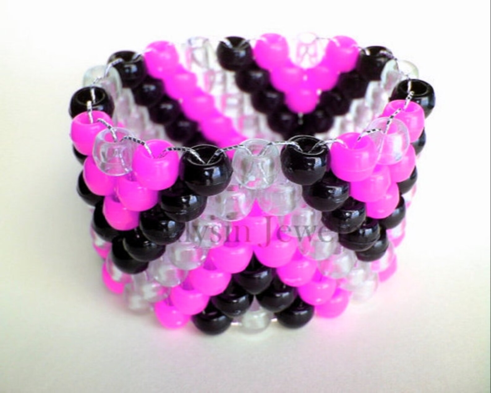 Neon Kandi Zig Zag Cuff Bracelet Pink Zigzag Raver Plur Zig - Etsy