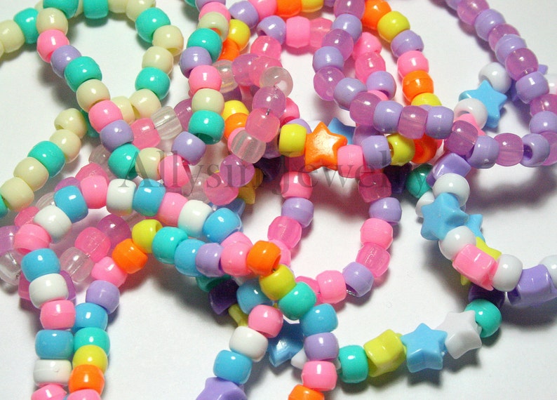 Pastel Kandi Bracelets, Fairy Kei Singles, Rainbow, Pastel Goth Rave Jewelry image 5