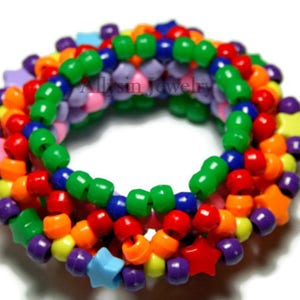 3D Rainbow Kandi Cuff, Disc Style, UFO Bracelet, Raver Plur Star Jewelry