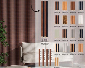 Polyurethane (more modern than MDF) Slat Panel Samples Wall Decor and Covering - 16 Color Options  260CM/8,53Ft 0.30 m2/3.22 sq ft per piece