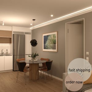Enhance your space with our LED Light Crown Moulding and consider adding decals for a personalized touch. The sleek design of the moulding complements any decals, creating a unique, stylish look that elevates bedrooms, living rooms, and corridors.