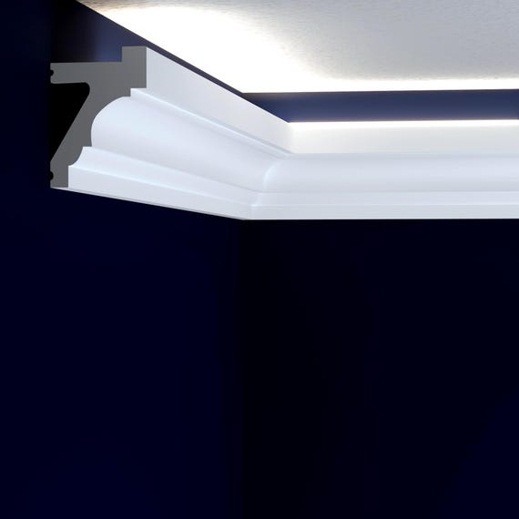 White Polymer LED Light Crown Moulding - 94.4'' x 2.8''